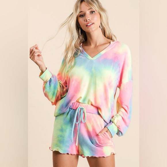 BiBi Tie Dye French Terry Top and Shorts Set - Picture 4 of 8